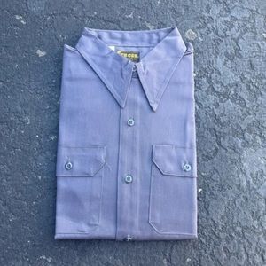 NOS Vintage Dee Cee Button Up Shirt Mens M Size 17 Grey Mechanics Work 70s
